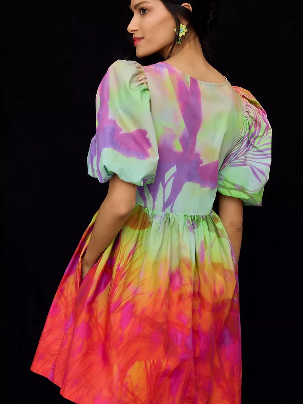 Anthropologie Plenty by Tracy Reese • NWT Puff-Sleeve Surplice Dress Size M - Picture 2 of 10